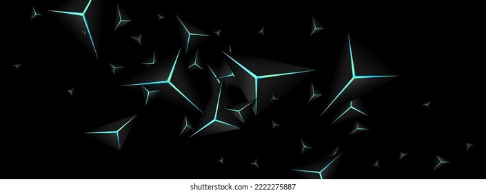 Obsidian Prism Background Black Vector. Jet Black Facet Poly. Polygon Art Template. Dark Modern Illustration.
