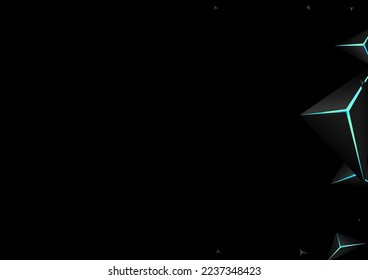 Obsidian Prism Background Black Vector. Dark Facet Paper. Triangle Elegant Illustration. Onyx Tech Texture.