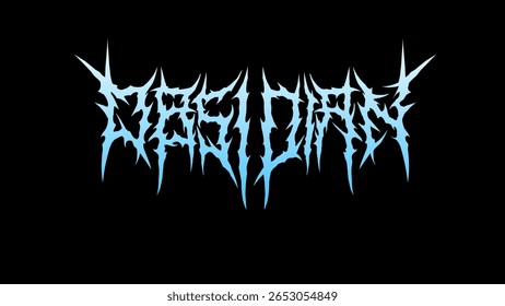 Obsidian vector typography in a spiky death metal style, ideal for t-shirts, band logos, album covers, posters, or streetwear merch