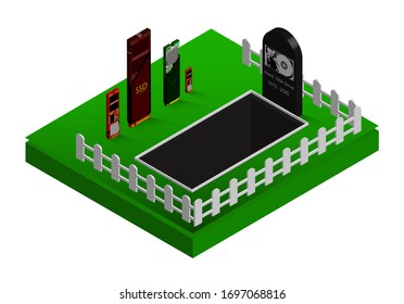 obsolescence of electronics. SSD is burying the HDD. Isometric illustration