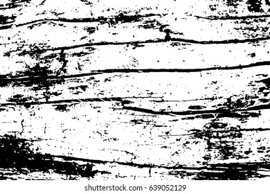 Obsolete cracked wood vector texture. Lumber board monochrome texture. Black grit on transparent backdrop. Distressed overlay for vintage effect. Old weathered timber surface with noise. Tree texture
