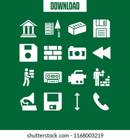 obsolete icon. 16 obsolete vector set. rewind, floppy, scroll and wall icons for web and design about obsolete theme