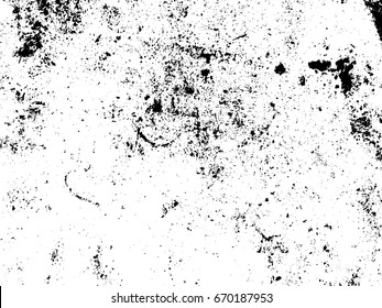 Obsolete noisy texture of painted concrete wall. Distressed vector overlay for vintage effect. Black scratches textured layer. Weathered plaster paint on wood surface. Shabby chic design background