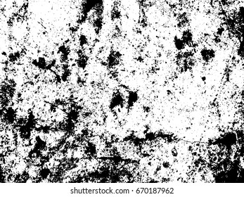 Obsolete noisy texture of painted concrete wall. Distressed vector overlay for vintage effect. Black drips textured layer. Weathered plaster paint on wood surface. Shabby chic design background