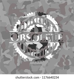 Obsolete on grey camouflaged pattern