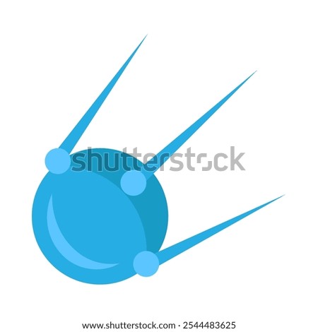 Obsolete orbital satellite for broadcasting first radio signal icon. First spacecraft launched into Earth orbit element. Simple flat vector isolated on white background