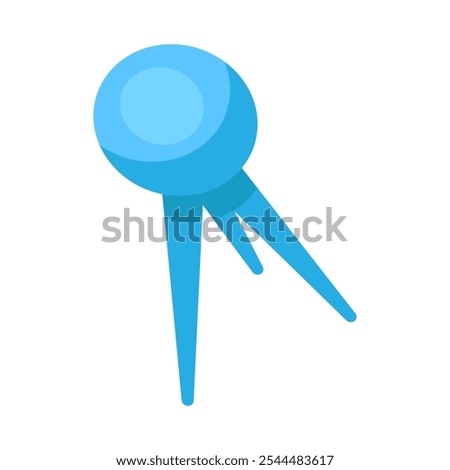 Obsolete spacecraft orbital satellite from the sixties icon. Soviet Union broadcasting satellite element. Simple flat vector isolated on white background