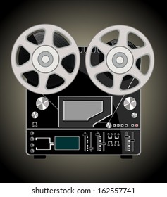 obsolete tape recorder with two bobbins