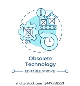 Obsolete technology soft blue concept icon. Technological obsolescence, manufacturing issues. Round shape line illustration. Abstract idea. Graphic design. Easy to use in infographic, article