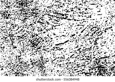 Obsolete texture of concrete wall. Distressed vector overlay for vintage effect. Monochrome layer with worn marks. Weathered stone surface with black drips. Shabby chic background. Used paper stains