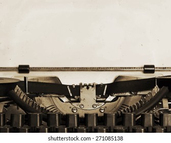 obsolete typewriter with paper, vector