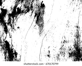 Obsolete wooden board with crack. Grunge black and white vector texture. Weathered timber texture. Aged lumber with natural structure overlay for vintage effect. Wooden grit trace. Old rough timber 