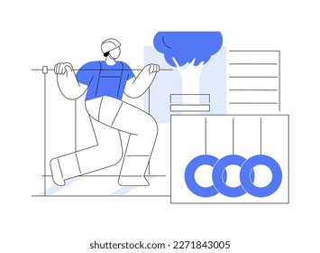 Obstacle course park abstract concept vector illustration. Active lifestyle, extreme sports, outdoor workout, climbing rope equipment, summer camp competition, power challenge abstract metaphor.