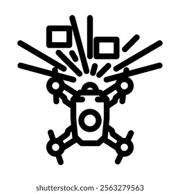 obstacle detection aerial vehicle line icon vector. obstacle detection aerial vehicle sign. isolated contour symbol black illustration