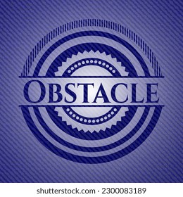 Emblema Obstacle con fondo de alta calidad denim. Ilustración vectorial. Detallado. 