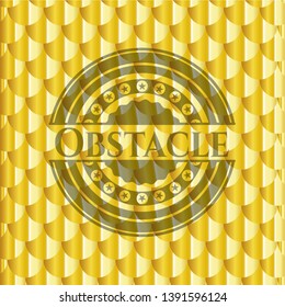 Obstacle golden emblem. Scales pattern. Vector Illustration. Detailed.