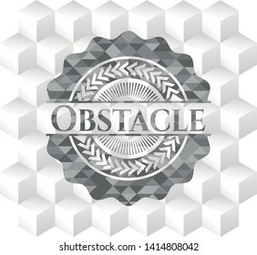 Obstacle grey emblem with cube white background