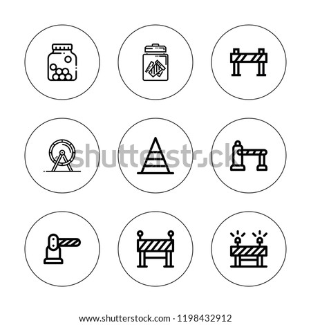 Obstacle icon set. collection of 9 outline obstacle icons with barrier, cone, cones icons. editable icons.