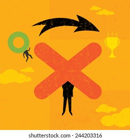 Obstacle Overcomer An 0 maneuvering over an X to achieve his goal. The people and background are on separate labeled layers.