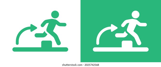 Icono de la carrera de Obstacle. Ilustración vectorial del icono de salto de paso del hombre