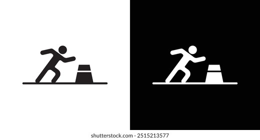 Obstacle race icon Thin line flat illustration