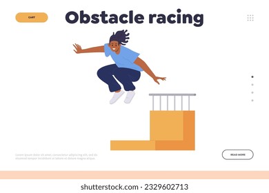 Obstacle racing landing page website for online service providing parkour and free running training