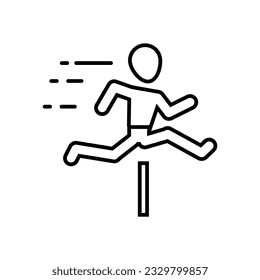 Obstacle racing sport runner athlete line icon vector. Youth and sport day vector illustration for game interface, web, graphic design, UI, and app.