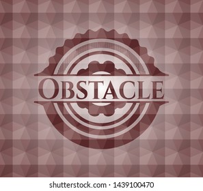 Obstacle red seamless emblem with geometric background.