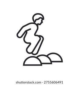 obstacle running icons outline and Flat Style,transparent background