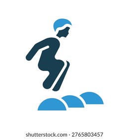 obstacle running icons outline and Flat Style,transparent background