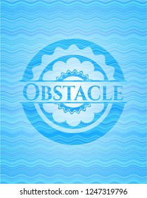 Obstacle sky blue water wave style emblem.