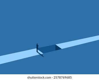 Obstacles, Challenges, Businessman Thinks Standing on the Gap