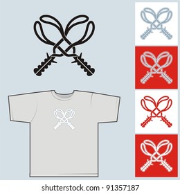 Obstetric nippers # 02. The stylized image of obstetric nippers and stethoscope as a professional emblem.