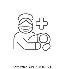 Obstetrician gynecologist black line icon. Pictogram for web, mobile app, promo. UI UX design element.