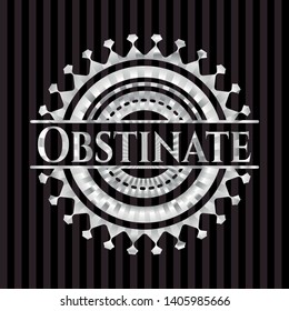 Obstinate silvery shiny emblem. Vector Illustration. Mosaic.