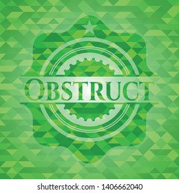 Obstruct green emblem. Mosaic background. Vector Illustration. Detailed.