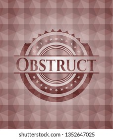 Obstruct red emblem with geometric pattern. Seamless.