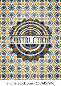 Obstruction arabic badge. Arabesque decoration.