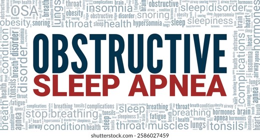 Obstructive Sleep Apnea OSA word cloud conceptual design isolated on white background.