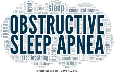 Obstructive Sleep Apnea OSA word cloud conceptual design isolated on white background.