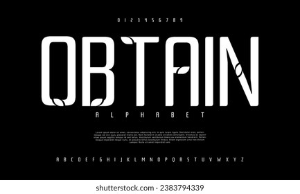 Obtain creative modern urban alphabet font. Digital abstract moslem, futuristic, fashion, sport, minimal technology typography. Simple numeric vector illustration
