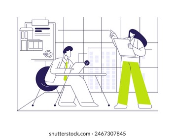 Obtaining the building permit abstract concept vector illustration. Commercial construction owner gets building permit, application approved, architectural firm representative abstract metaphor.