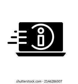 Obtaining information black glyph icon. Searching data. Phishing prevention. Information security online. Silhouette symbol on white space. Solid pictogram. Vector isolated illustration