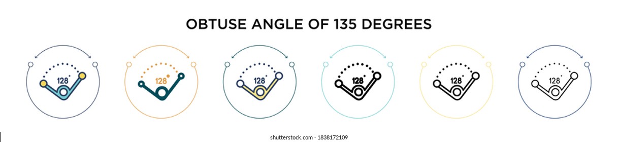 Obtuse angle of 135 degrees icon in filled, thin line, outline and stroke style. Vector illustration of two colored and black obtuse angle of 135 degrees vector icons designs can be used for mobile, 