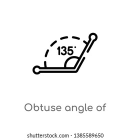 obtuse angle of 135 degrees vector line icon. Simple element illustration. obtuse angle of 135 degrees outline icon from other concept. Can be used for web and mobile