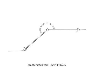 An obtuse angle 135-degree. Angles one-line drawing