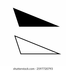 Obtuse scalene triangle black and white in mathematics. Scalene triangle on white background. Vector illustration