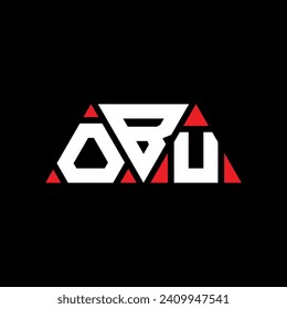 OBU triangle letter logo design with triangle shape. OBU triangle logo design monogram. OBU triangle vector logo template with red color. OBU triangular logo Simple, Elegant, and Luxurious design.