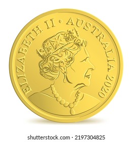 Obverse of Australian dollar coin isolated on white background in vector illustration svg