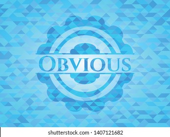 Obvious realistic sky blue mosaic emblem